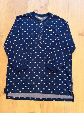 Maloja Heart Print Long Sleeve Top Women’s Small Blue Henley Nordic Cottagecore